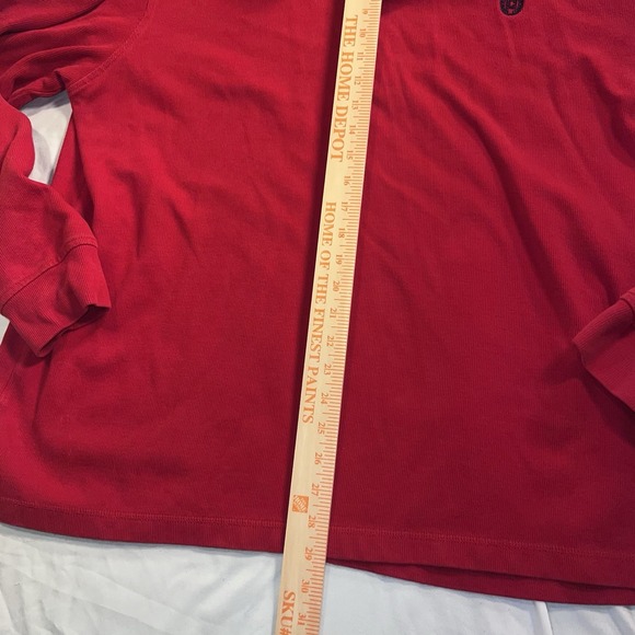 Chaps XXL Mens 1/4 Zip Pullover Red Long Sleeve w/ Blue Logo 100% Cotton - Picture 5 of 7